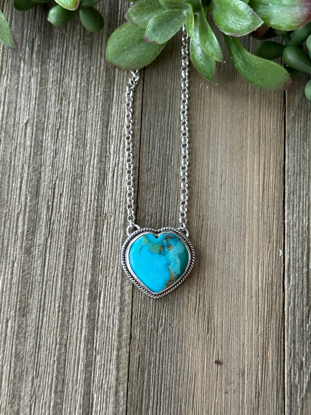 Southwest Made Turquoise & Sterling Silver Heart Necklace - Etsy