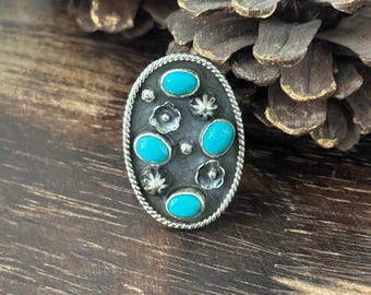 Southwest Handmade Kingman Turquoise & Sterling Silver Post Earrings - Etsy