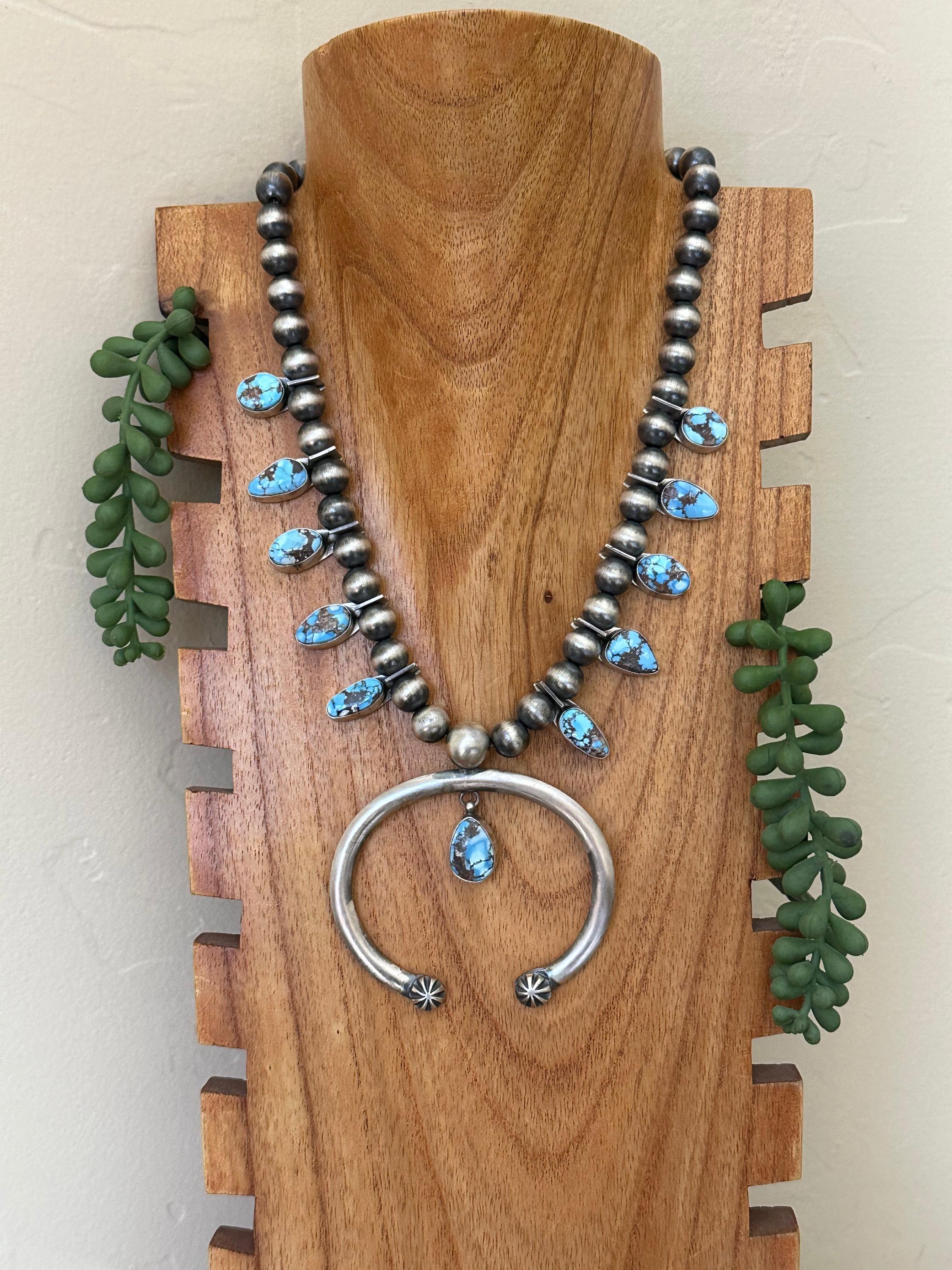 Timothy Yazzie Golden Hills Turquoise & Sterling Silver Squash