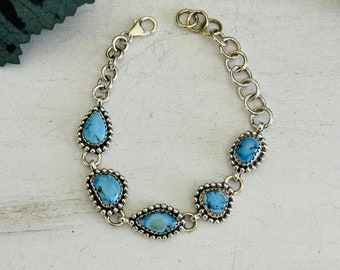 Zuidwest gemaakte Golden Hills turquoise en sterling zilveren armband