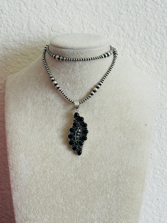 TTD “Twin Flame” Onyx & Sterling Silver Pendant - image 2
