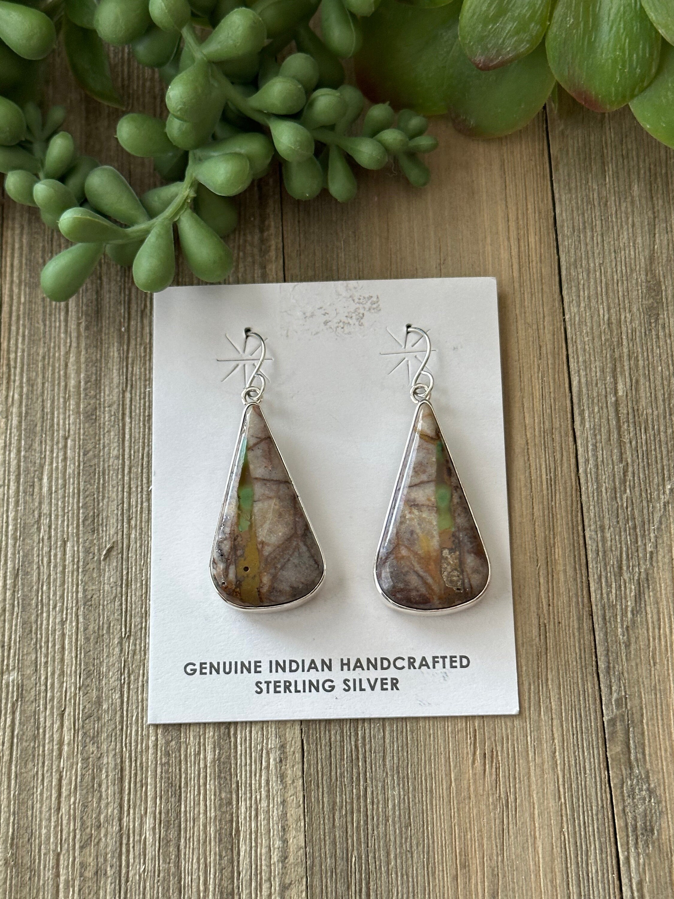 Lyn Johnson Native American Navajo Coral Inlay Sterling Silver Teardrop Earrings Lyn Johnson Native American Navajo Coral Inlay Sterling Silver Teardrop Earrings