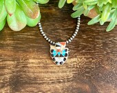 Zuni Made Multi Stone Sterling Silver Inlay Thunderbird Pin Pendant