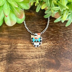 Zuni Made Multi Stone & Sterling Silver Inlay Thunderbird Pin/Pendant