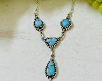 Zuidwest handgemaakte Golden Hills Turquoise & Sterling zilveren Lariat ketting