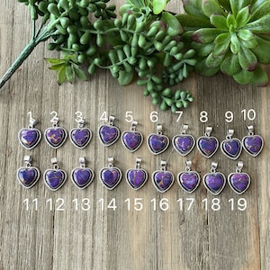 Südwesten Made Purple Mohave Türkis & Sterling Silber Herz Anhänger