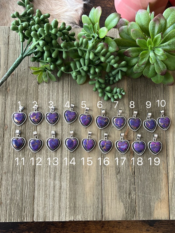 Purple Turquoise Sterling Silver Heart Necklace 18 Purple Turquoise Sterling Silver Heart Necklace 18
