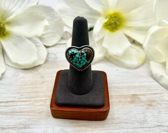 Navajo Made 8 Turquoise & Sterling Silver Adjustable Ring