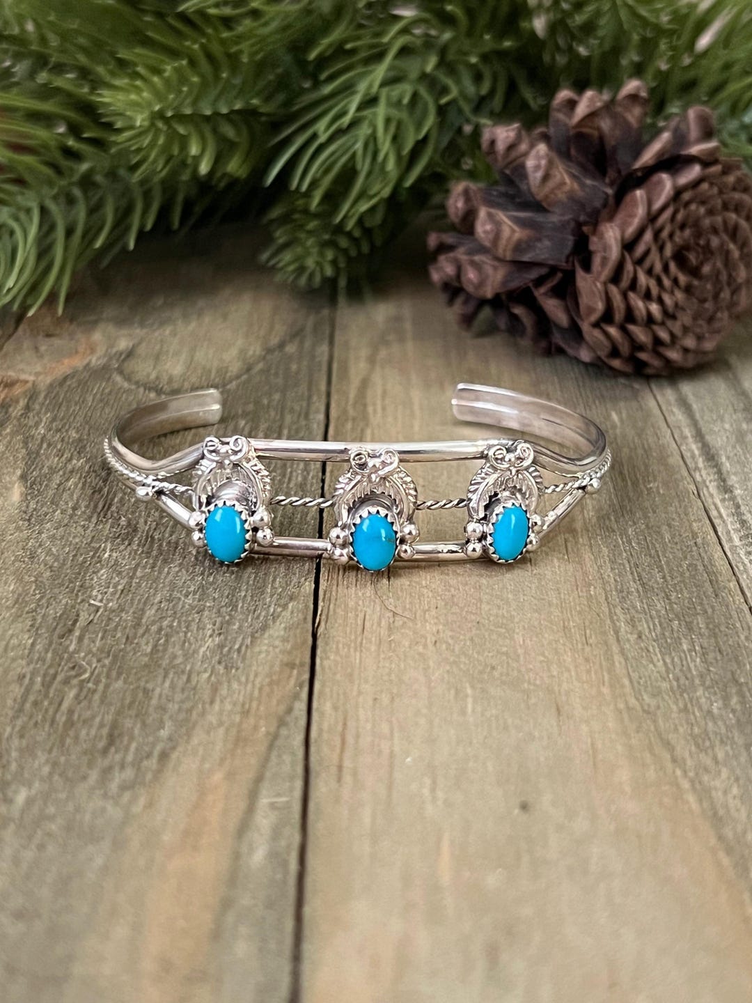 Navajo Made Kingman Turquoise & Sterling Silver Cuff Bracelet - Etsy