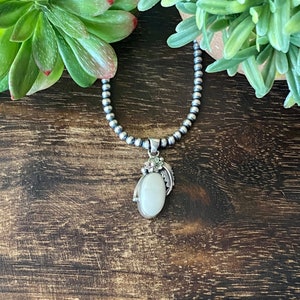 Navajo Made White Buffalo & Sterling Silver Pendant