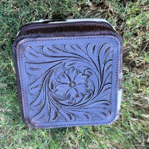 Genuine Tooled Leather Cowhide Jewelry Box