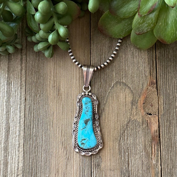 Sam YellowHair Kingman Turquoise & Sterling Silver Pendant