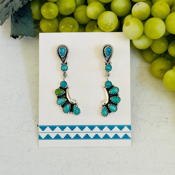 TTD “Brooks” Kingman Turquoise & Sterling Silver Dangle Earrings