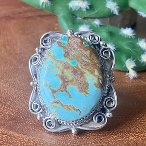 Reda Galvan Natural Pilot Mountain Turquoise & Sterling Silver Ring Size 8.75