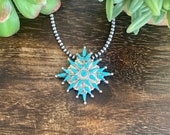 Zuni Made Turquoise Sterling Silver Needlepoint Pin Pendant