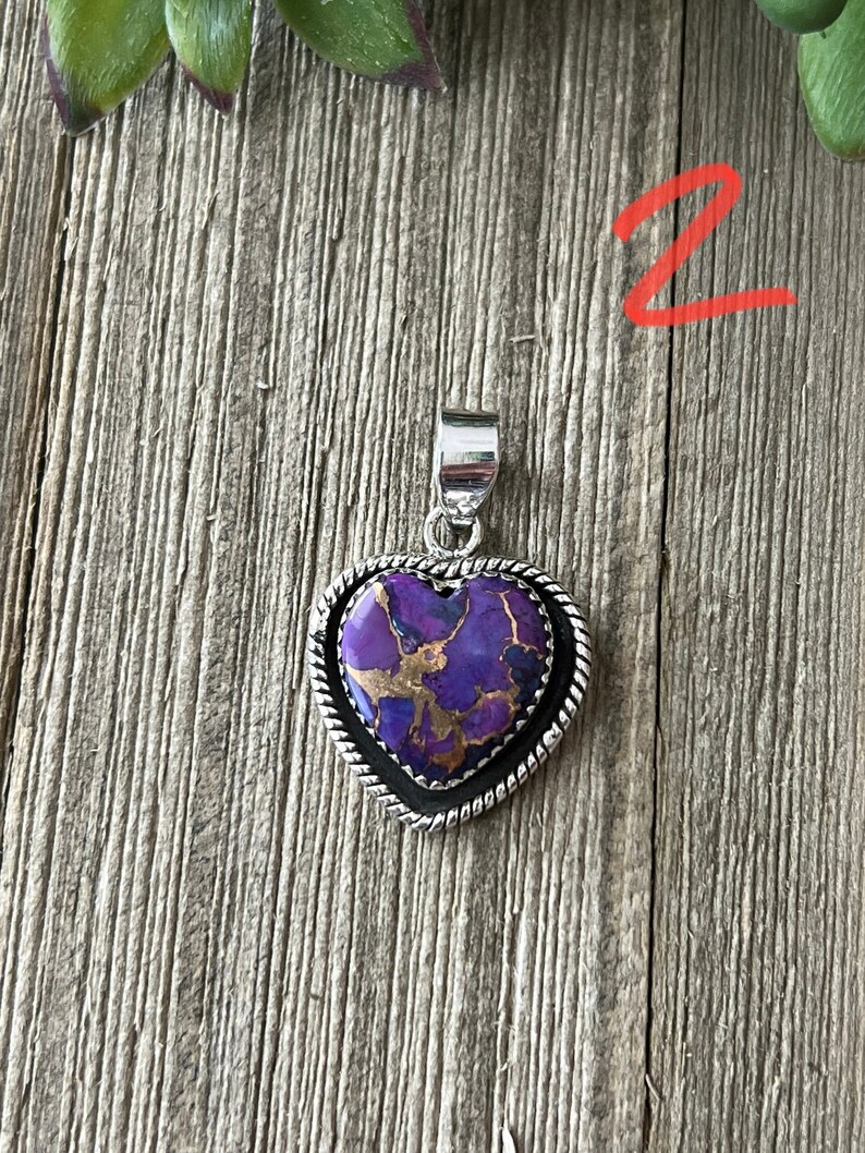 Southwest Made Purple Mohave Turquoise & Sterling Silver Heart Pendant ...