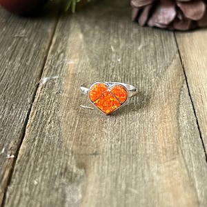 Zuni Made Orange Opal (Man Made) & Sterling Silver Ring