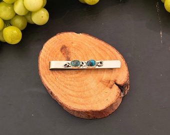 Navajo Made Kingman Turquoise & Sterling Silver Money Clip