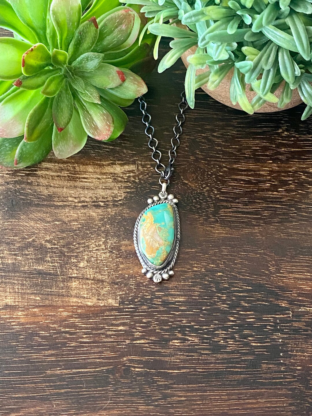 Sheila Bencenti #8 Turquoise Sterling Pendant-(H)