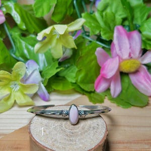 Navajo Made Pink Conch & Sterling Silver Cuff Bracelet