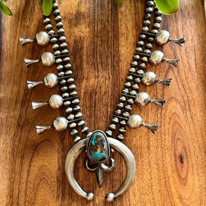Paul Livingston Bisbee Turquoise & Sterling Silver Naja Blossom Necklace