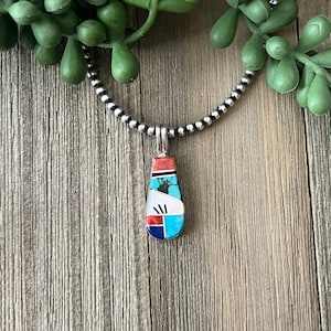 Germane Smith Multi Stone & Sterling Silver Inlay Pendant