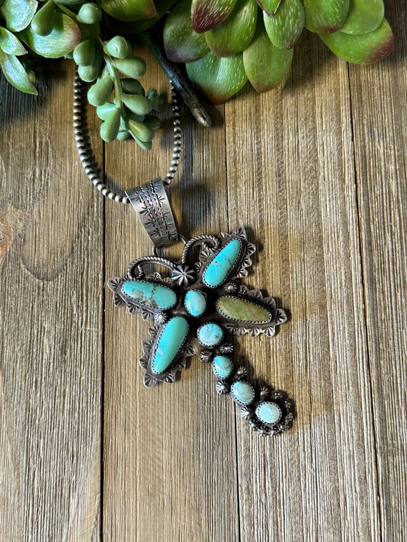 Navajo Made Kingman Turquoise & Sterling Silver B… - image 3