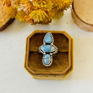 Southwest Handmade Golden Hills Turquoise & Sterling Silver Ring Size 8