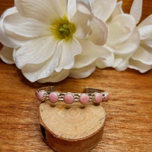 Navajo Made Pink Conch & Sterling Silver Cuff Bracelet