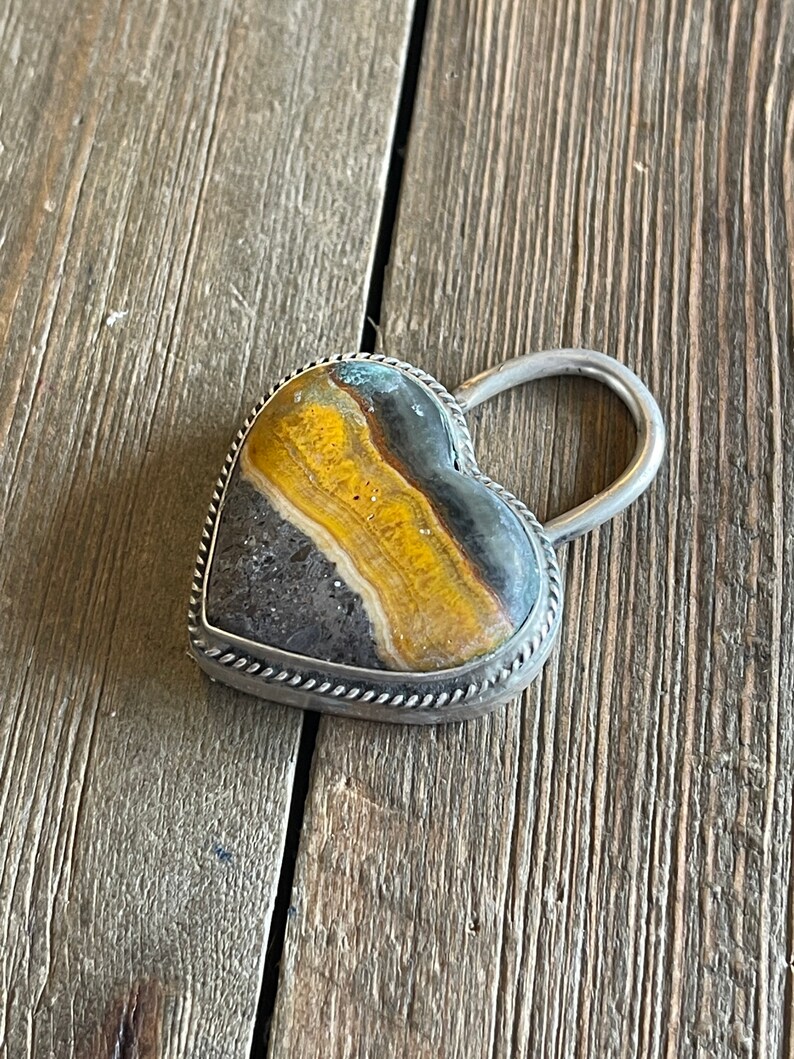 Navajo Bumblebee Jasper /& Sterling Silver Locket Pendant