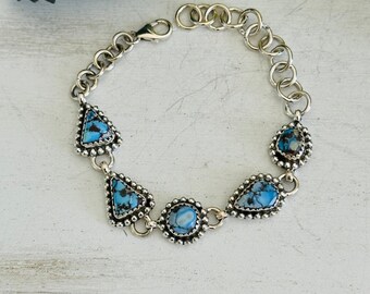 Zuidwest gemaakte Golden Hills turquoise en sterling zilveren armband