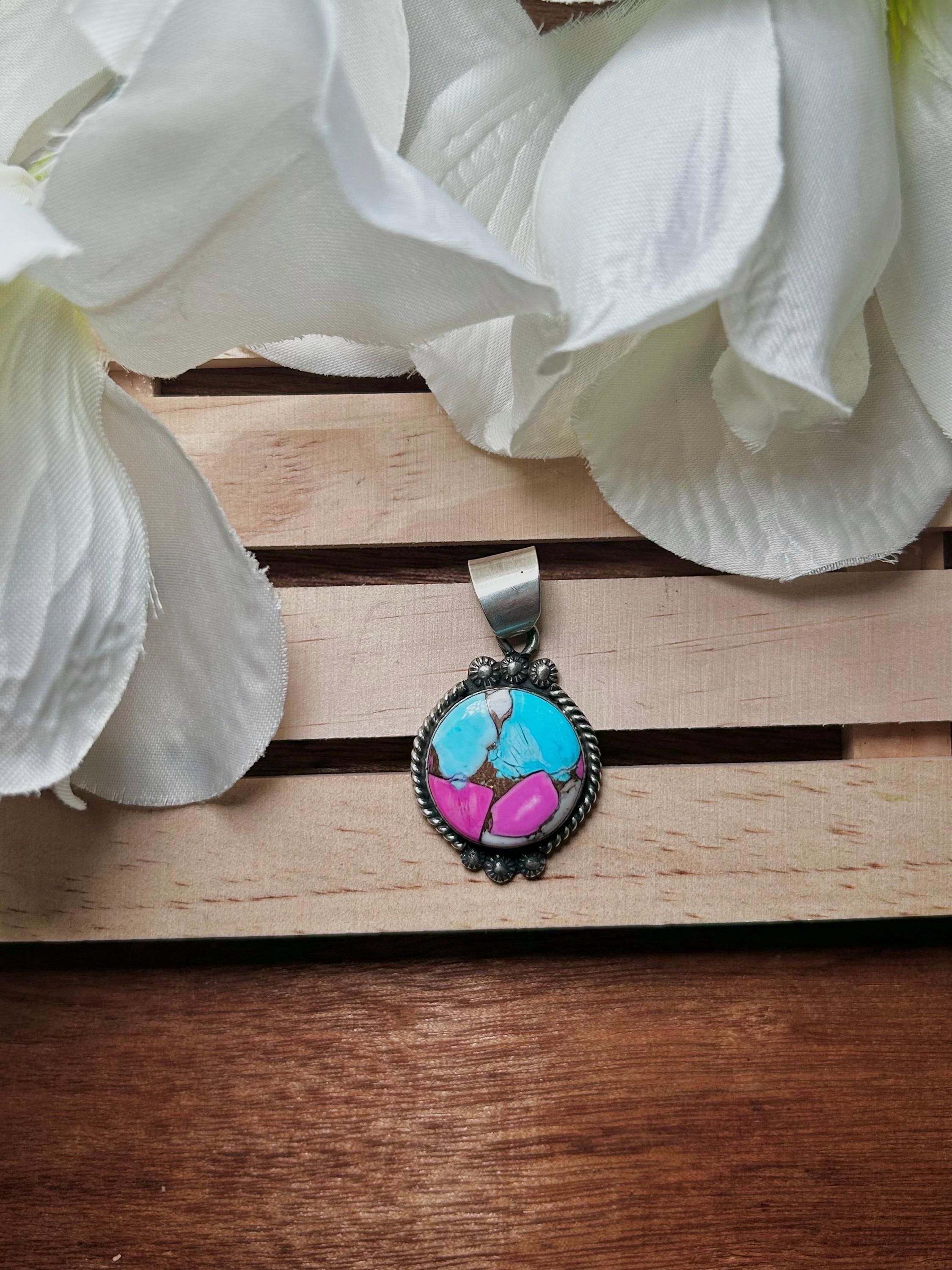 Zachariah David Cotton Candy Dahlia \u0026 Sterling Silver Pendant, image size:2250x3000