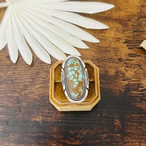 Navajo Number 8 Turquoise & Sterling Silver Ring Size 7