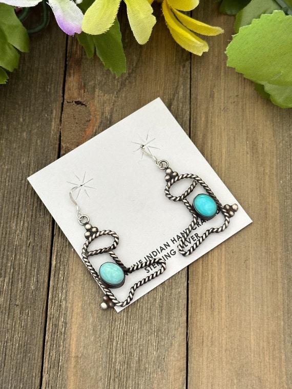 Navajo Made Kingman Turquoise & Sterling Silver D… - image 3