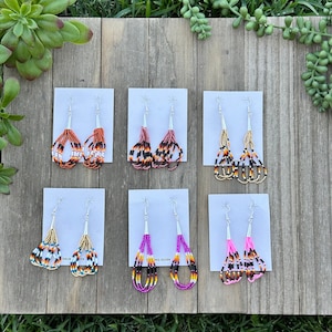 Navajo Beaded Sterling Silver Dangle Earrings