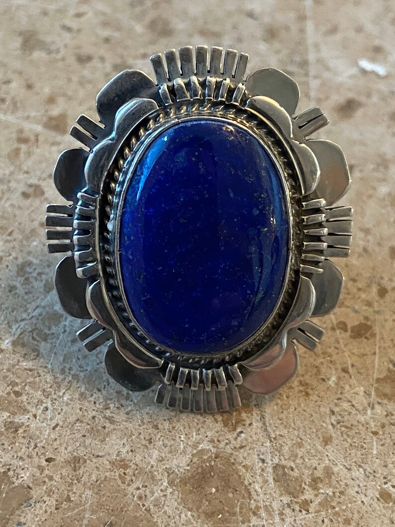 Russell Sam Blue Lapis /& Sterling Silver Ring Size 7