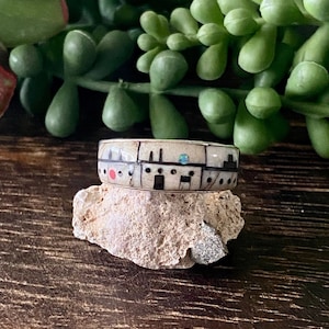 Southwest Handmade Multi Stone & Sterling Silver Inlay Adobe Rings
