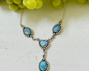 Zuidwest handgemaakte Golden Hills Turquoise & Sterling zilveren Lariat ketting