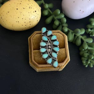 Bague grappe réglable TTD « flammes jumelles » opale bleue et argent sterling