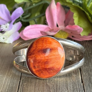 Navajo Made Spiny Oyster and Sterling Silver Cuff Bracelet