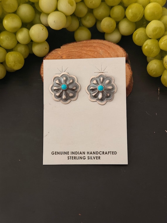 Navajo Made Sleeping Beauty Turquoise & Sterling Silver Post