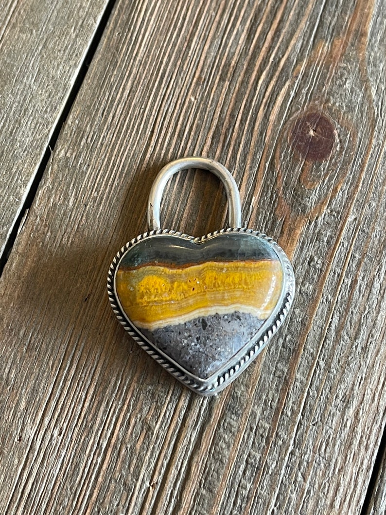 Navajo Bumblebee Jasper /& Sterling Silver Locket Pendant