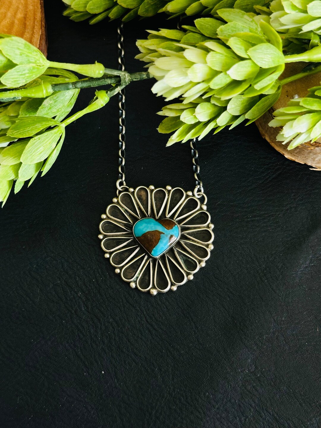 Geraldine James Kingman Turquoise & Sterling Silver Heart Necklace - Etsy