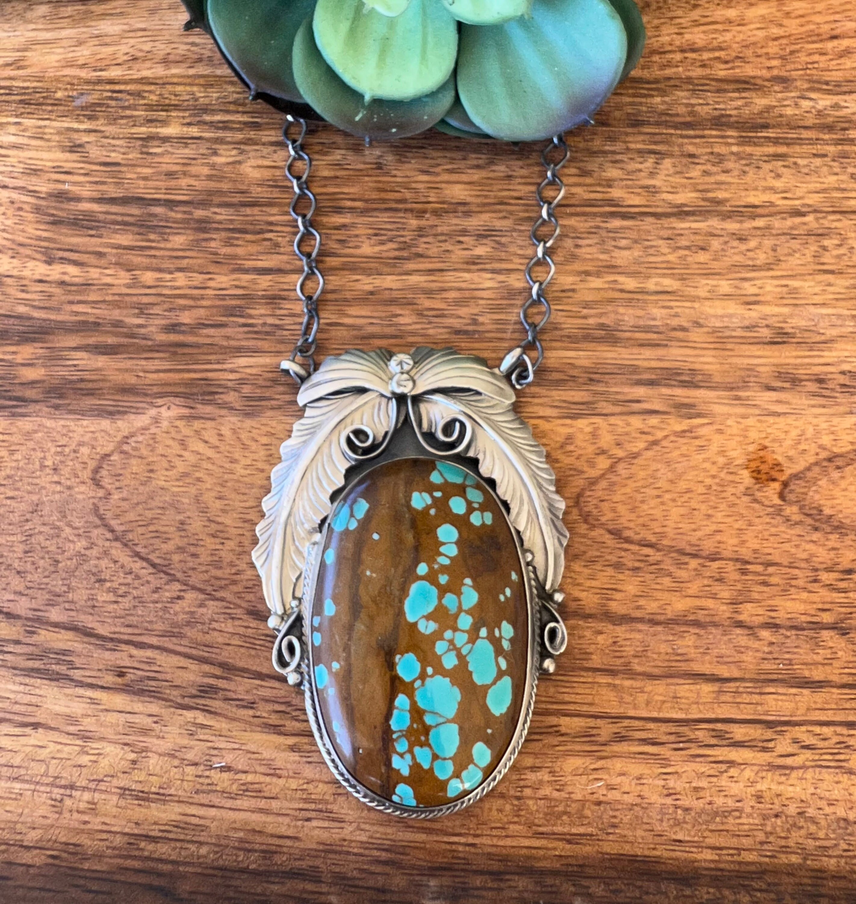 Sterling Silver Pilot Mountain Turquoise Heart Pendant – Handmade by Artist Shay Pfeiffer