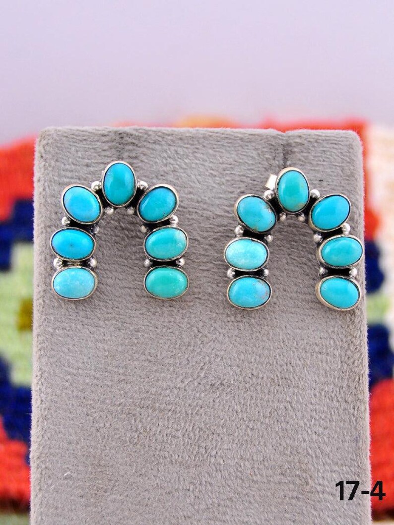 Southwest Made Kingman Turquoise & Sterling Silver Post Earrings - Etsy