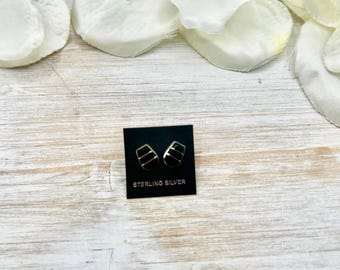 Navajo Made Onyx & Sterling Silver Post Earrings