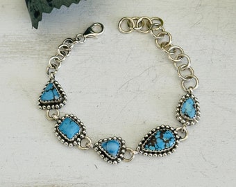 Zuidwest gemaakte Golden Hills turquoise en sterling zilveren armband