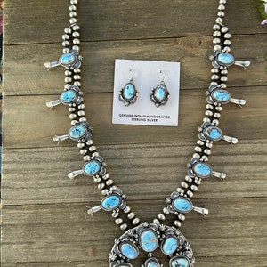 Thomas Francisco Golden Hills Turquoise & Sterling Silver Squash Blossom Set