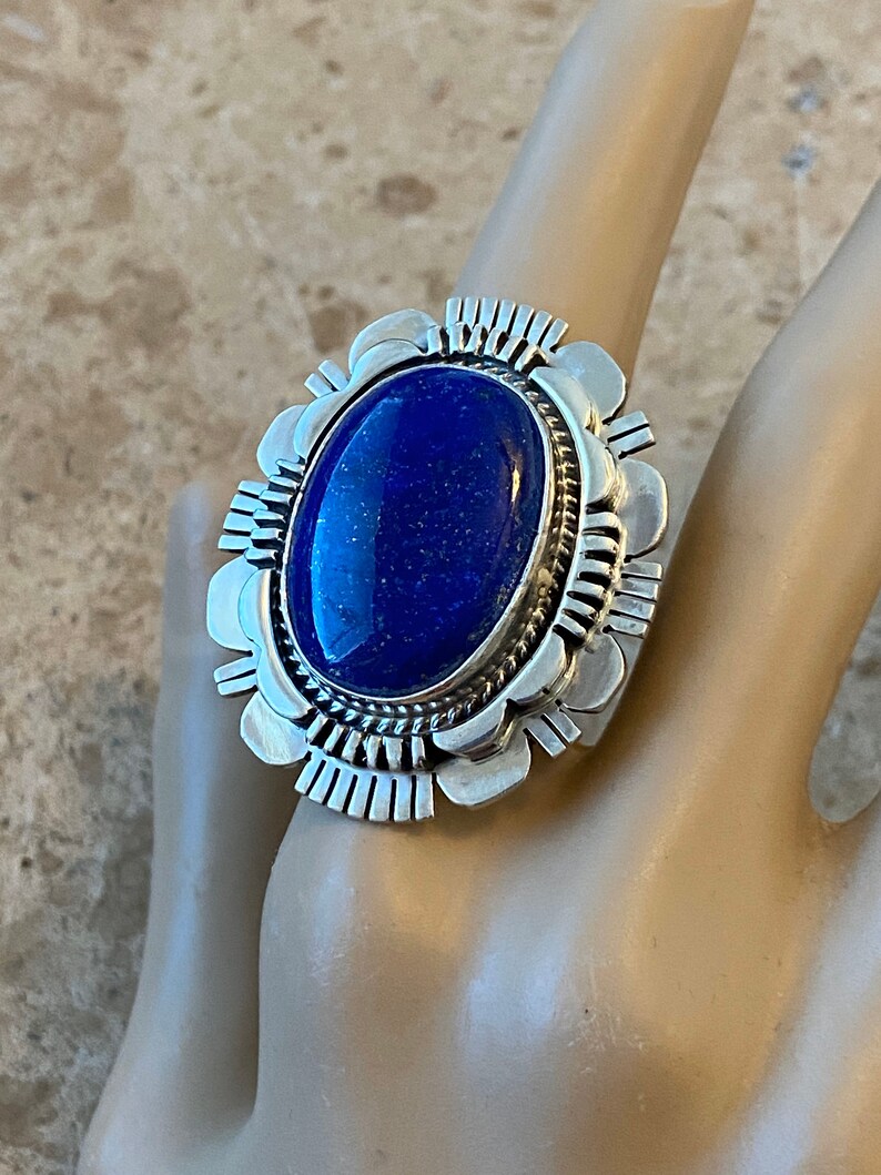 Russell Sam Blue Lapis /& Sterling Silver Ring Size 7