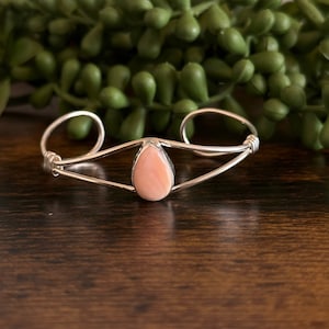 Navajo Made Pink Conch & Sterling Silver Cuff Bracelet